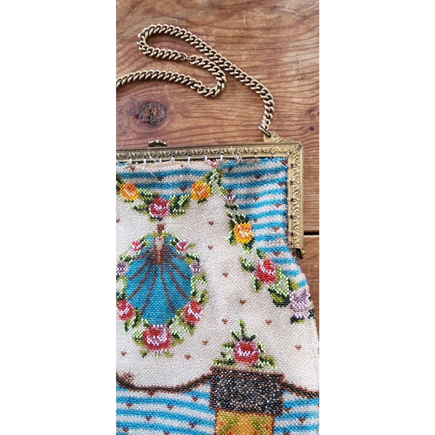 Antique Art Nouveau Bag Micro Beaded Edwardian Purse w/Fringe