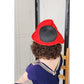 Vintage 40s Wide Brimmed Hat Red Navy Blue Asymmetrical Modernist