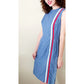 Vintage 60s Pat Perkins Dress Blue w/Red White Stripes