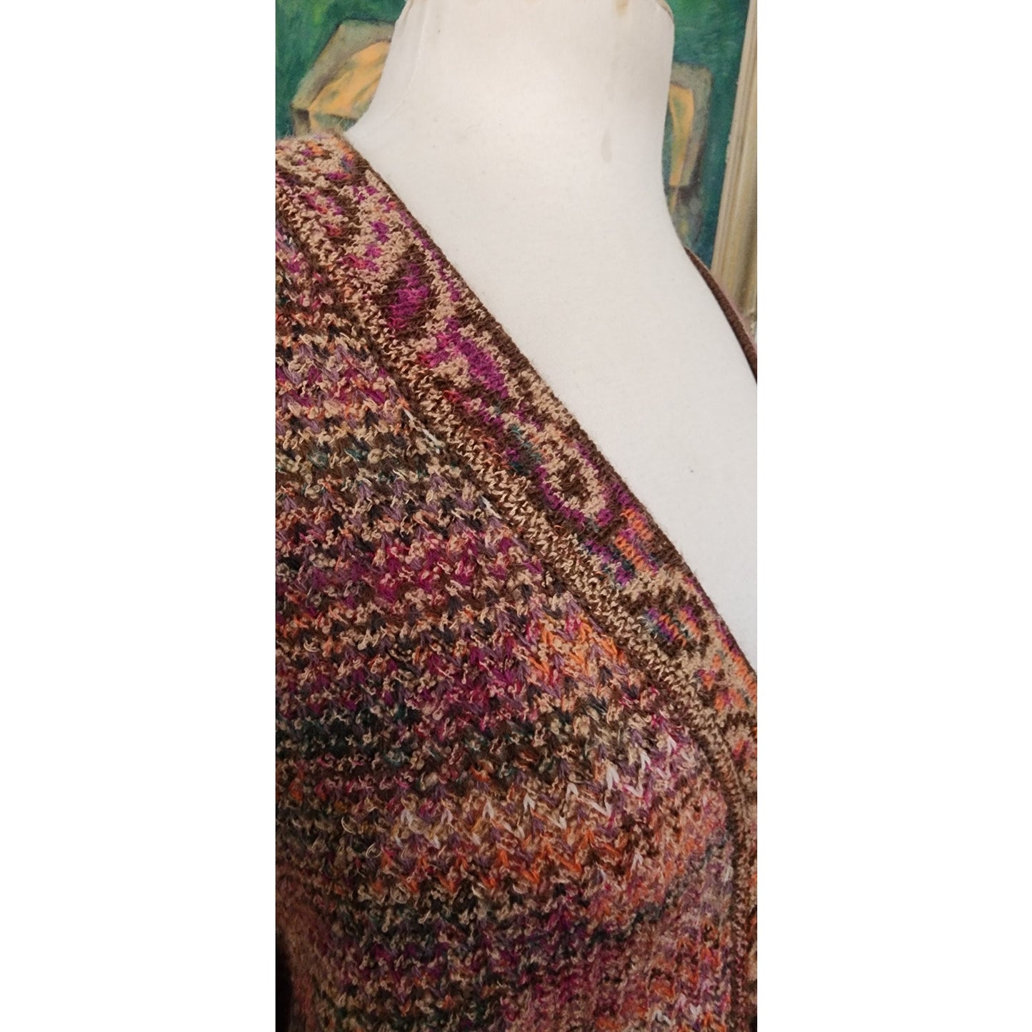 Vintage 80s MISSONI Cardigan Sweater Orange Brown Red Tones