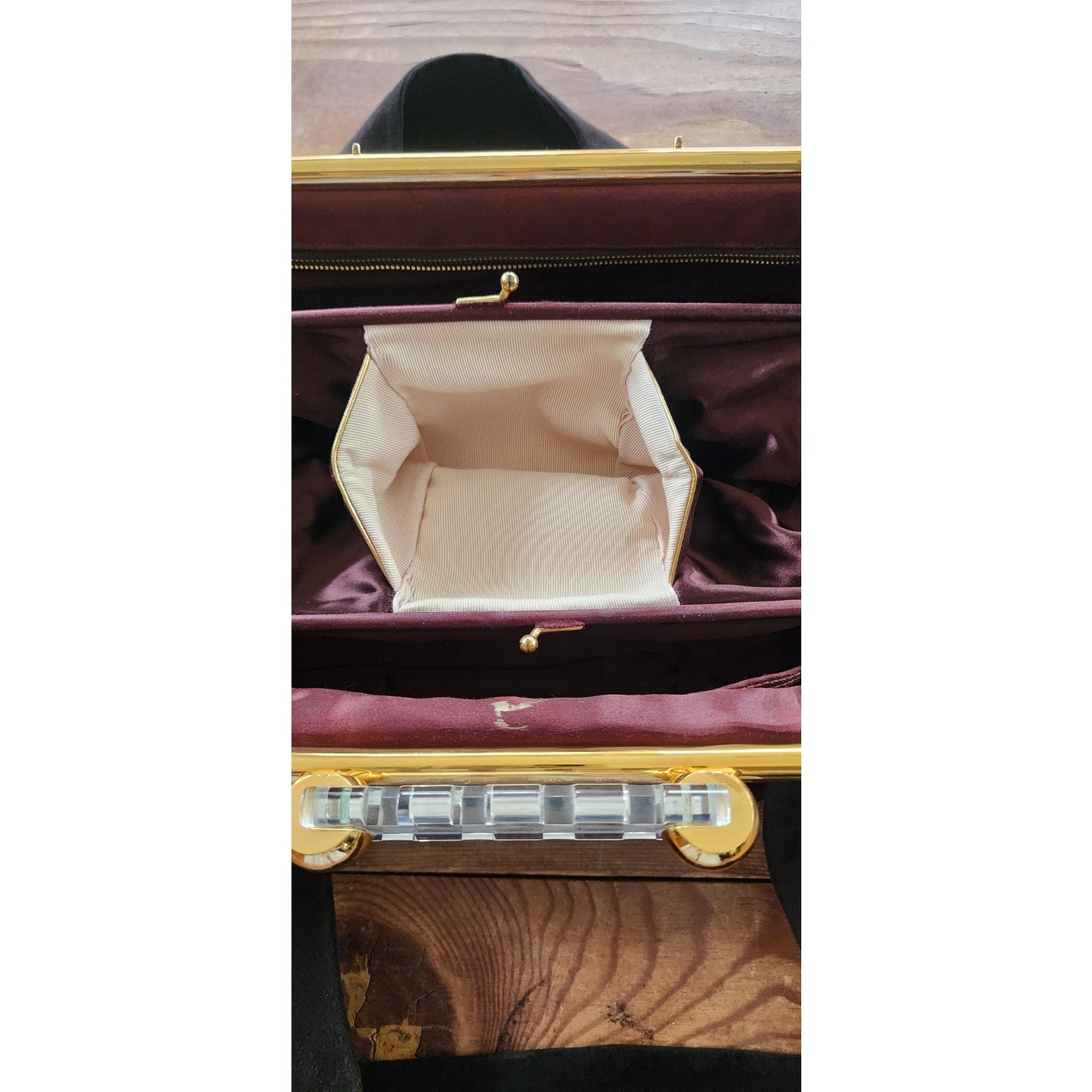 40s Handbag Brown Suede Lucite Clasp Art Deco Koret