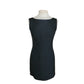 Vintage 1990s Minimalist Dress Black Raw Silk Sleeveless Shift Midi Small