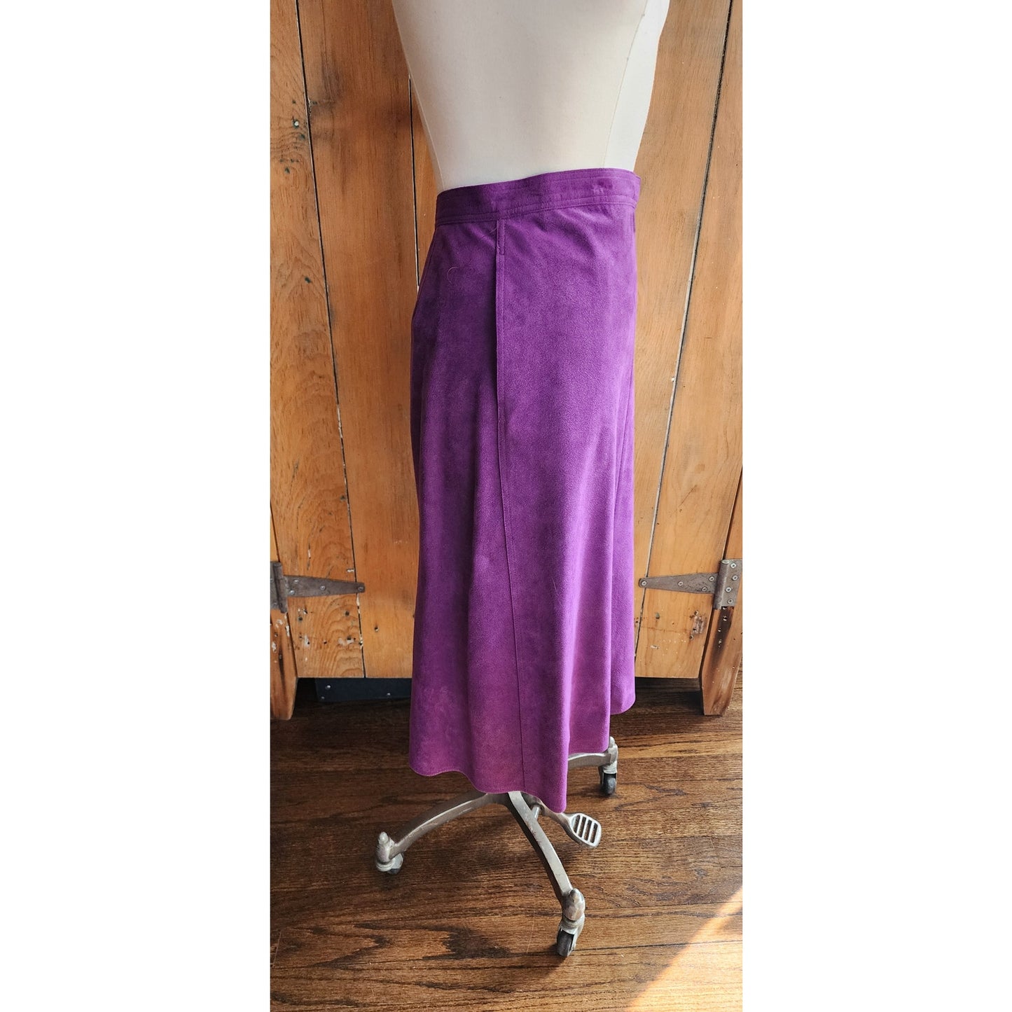 Vintage 70s Purple Skirt Ultrasuede Midi Skirt