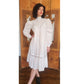 Vintage 80s Ceegee Sue Wong White Cotton Lace Dress Festival Boho Victorian Puff Sleeve