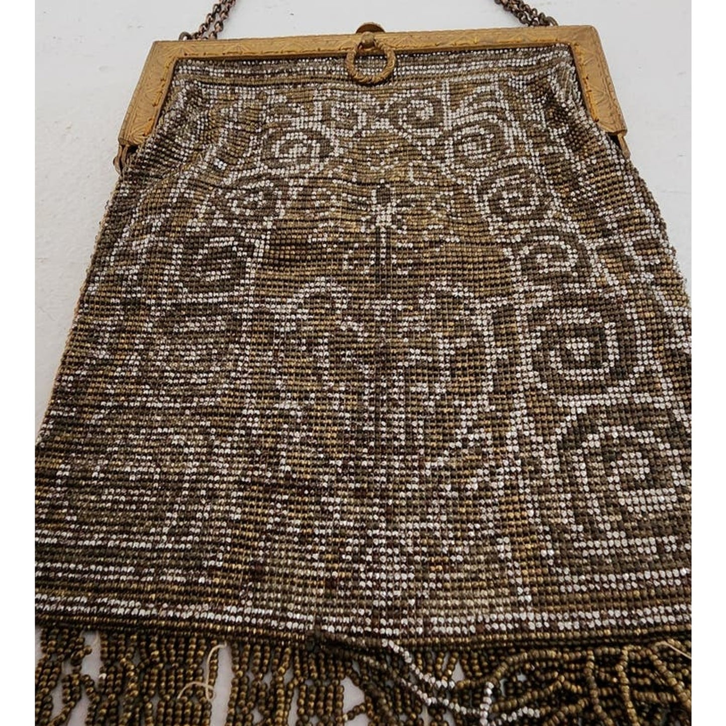Antique Evening Bag Steel Beads Purse Art Nouveau France AS IS