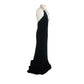 Vintage 1990s Ralph Lauren Evening Dress Black Velvet Halter Top Cream Silk Collar