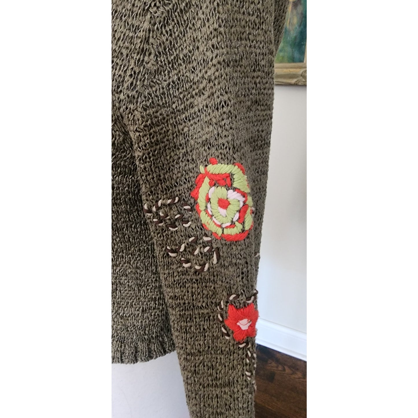 Vintage 1990s KENZO Cardigan Green Cropped Sweater