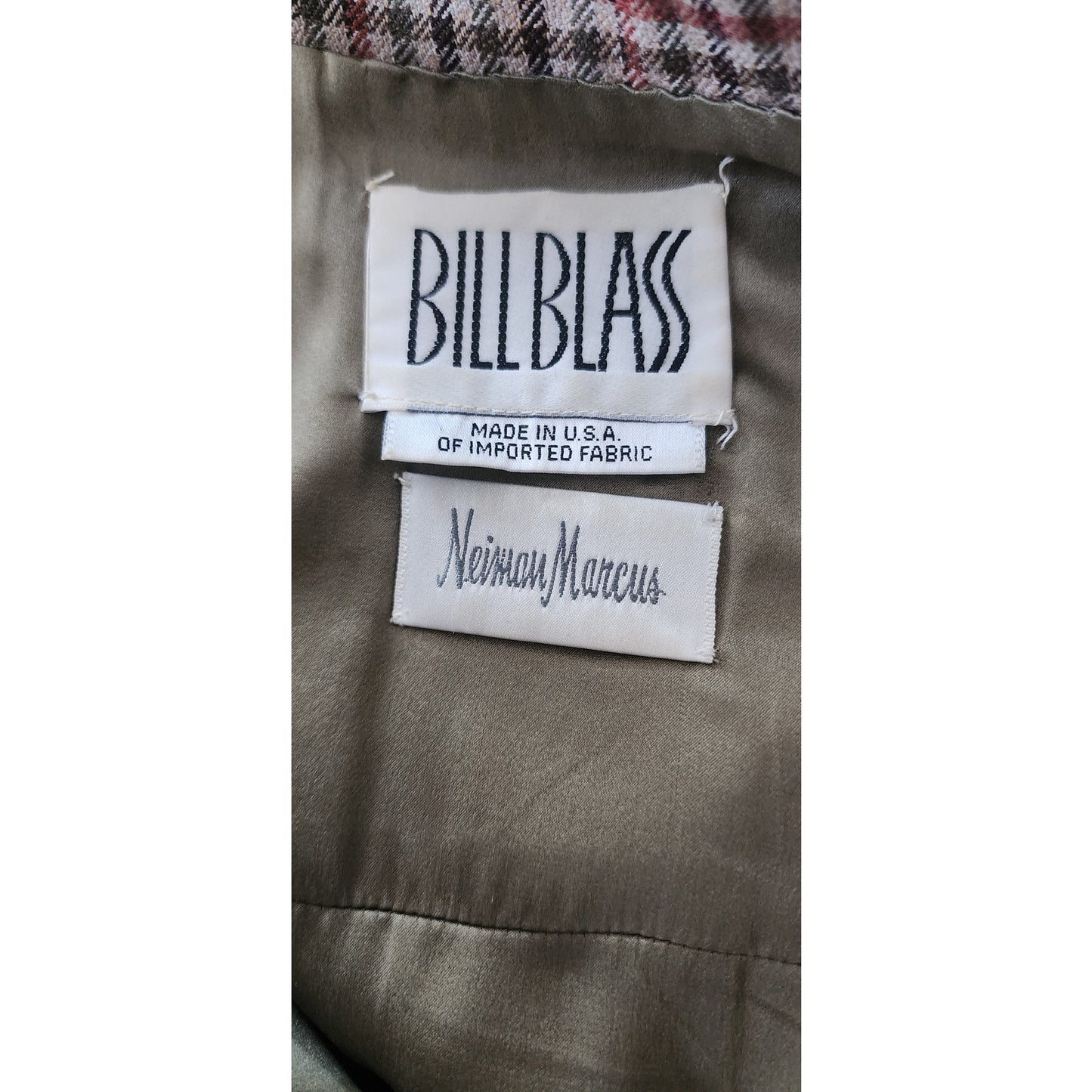 Vintage 70s Bill Blass Wool Blazer Houndstooth Wool Jacket Neiman Marcus / L