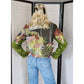 90s Cropped Blazer Novelty Print Sante Fe Style Village Cotton Canvas