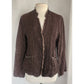 Vintage Y2K Eileen Fisher Brown Linen Jacket Raw Edge Button Down/ M
