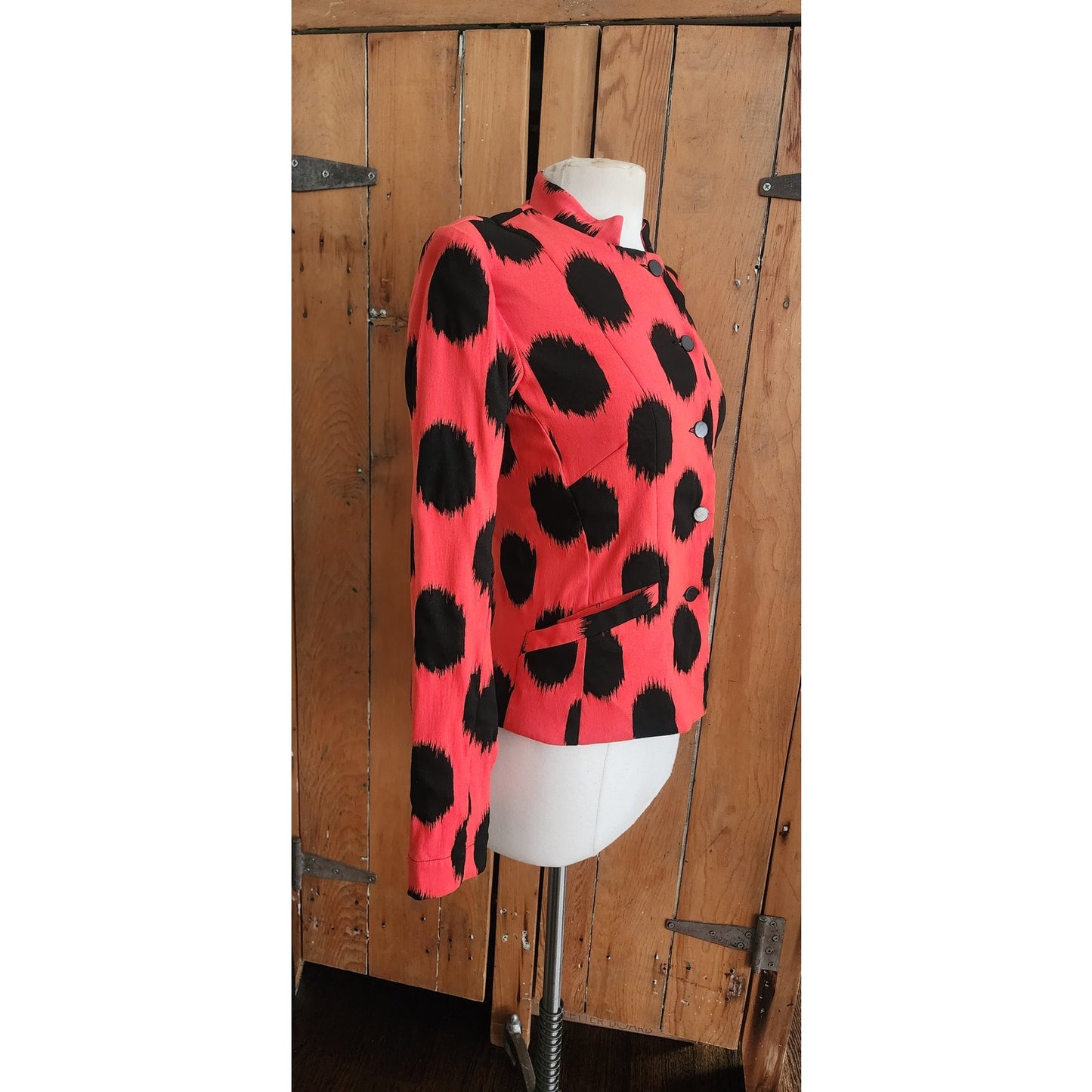 Bitte Kai Rand Blazer Orange Black Spots Ikat Print Danish Art to Wear NWT