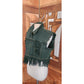Vintage 80s Distressed Green Denim Vest Cropped Fringed by Navi / L