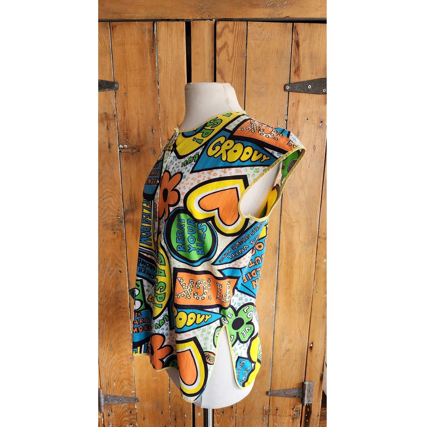 Vintage 60s Smock Top Pop Art Logo Novelty Print