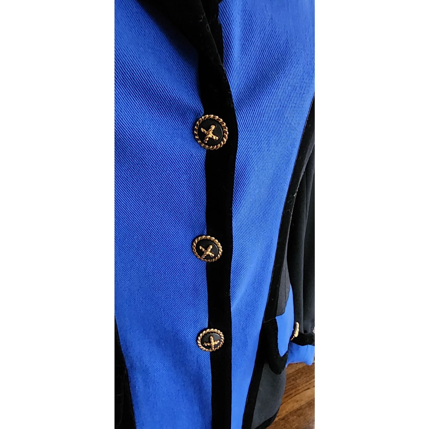 Vintage 80s Blazer Escada Black and Blue Wool