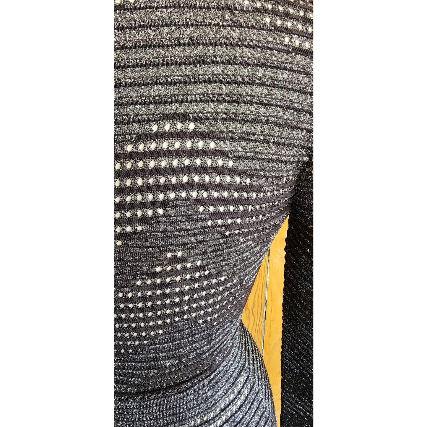 Vintage MISSONI Knit Dress Metallic Black Midi Length Stretchy / S-M