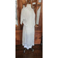 Antique 1910s White Lingerie Tea Dress Lawn Gown Crochet Lace Embroidery Drop Waist L