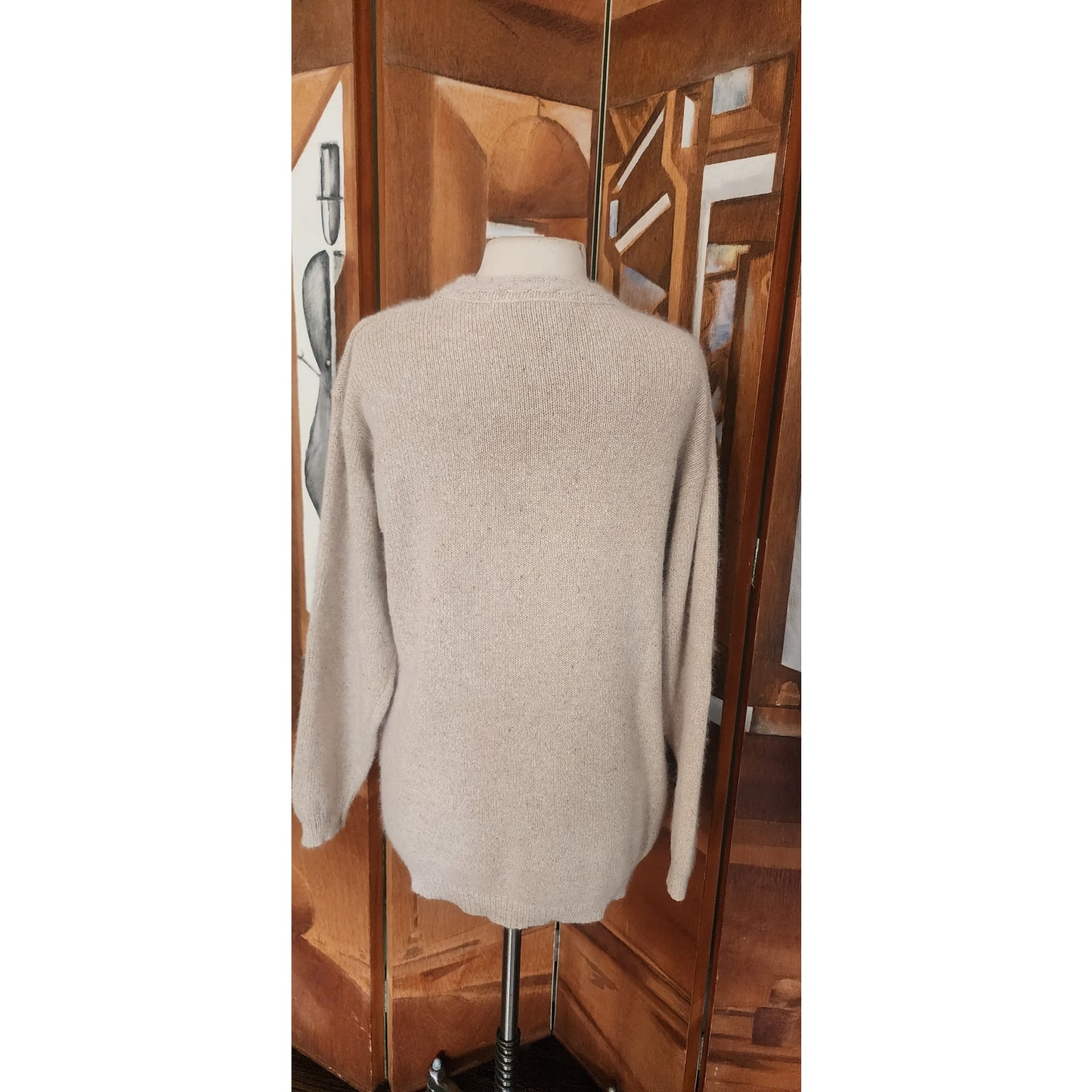 Vintage 1980s IB Diffusion Patchwork Sweater Angora Silk Blend