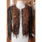 Vintage 90s Sandy Starkman Bohemian Crochet  Embellished Fringe Jacket Art to Wear