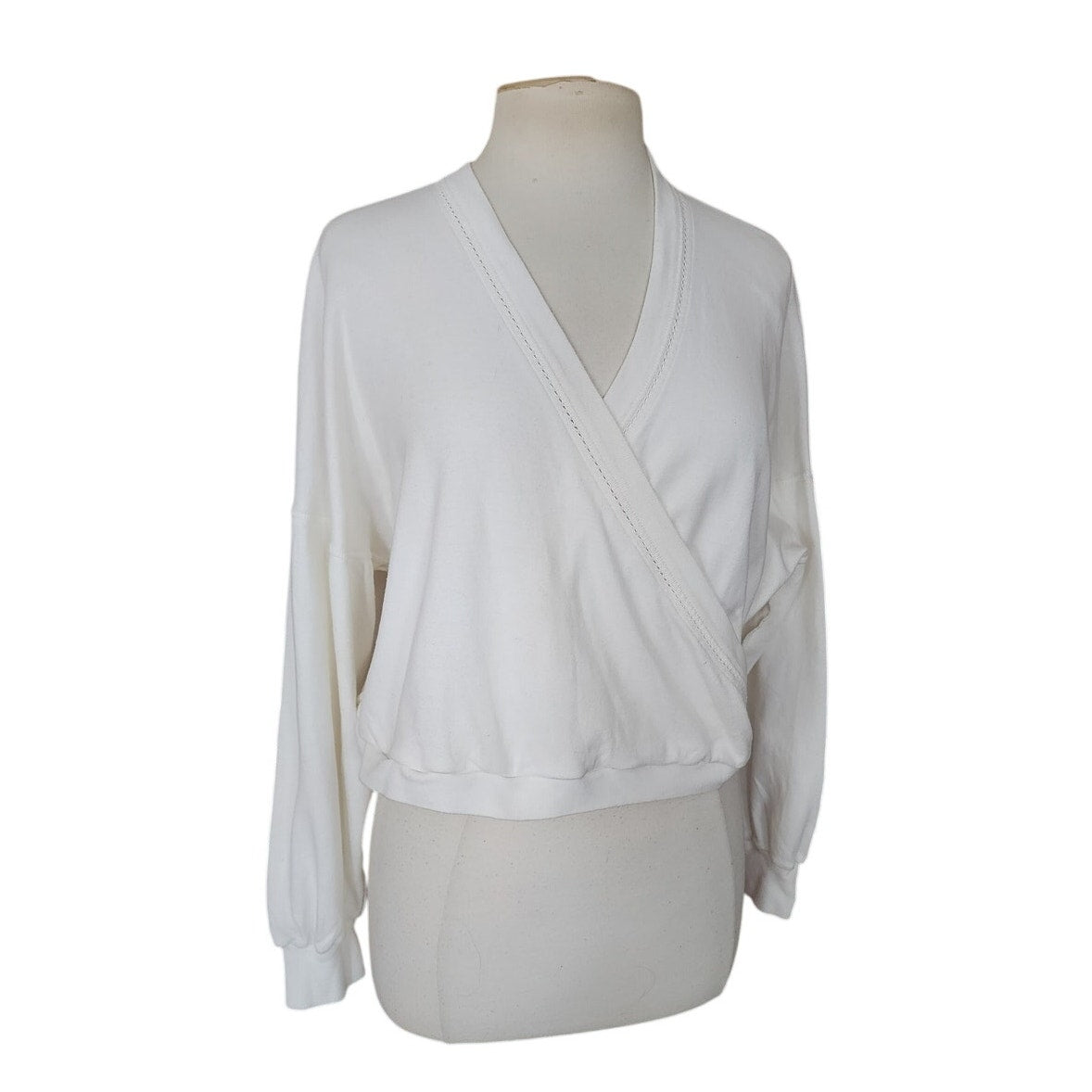 Sonia Rykiel Vintage White Wrap Knit Top Sweater M | Dolman Sleeve V-Neck