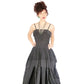 Vintage 1940s Black Evening Dress Crinkled Taffeta Sleeveless / M