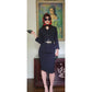 Vintage 80s Belt Rhinestone Buckle Black Leather /