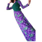 Vintage 1970s Maxi Dress Purple Green French Toile Print Renaissance Baroque Boho Witch Princess