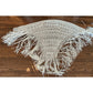 Vintage Cream Crochet Lace Piano Shawl Oversized Macrame Silk Ribbon Wrap Fringed