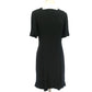 Vintage 1960s Sorelle Fontana Dress Black Rayon Crepe w/Pleated Fringe Italian Designer