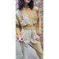 Vintage 80s Jumpsuit Yellow Gold Ombre w/Embroidered Studs Varda Garfinkel