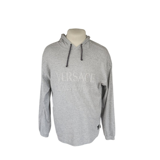 Vintage 90s MENS Versace Jeans Couture Gray Hoodie Long Sleeved Top Shirt XL
