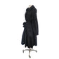 Vintage 2000s Sonia Rykiel Coat Dress / Black Trench Belted Raincoat Ruffled Skirt + Hood / M