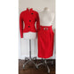 Vintage 1980s GUY LAROCHE Skirt Suit Red Wool DOCUMENTED 1989 / M