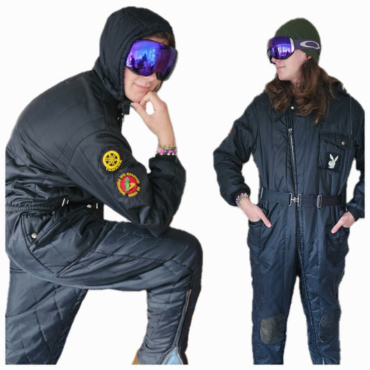 Vintage 1970s Mens Snow Suit Polarware Snowmobile Yamaha Playboy Patches