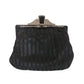 Antique Black Satin Evening Bag Art Nouveau Onyx Marquisite Frame