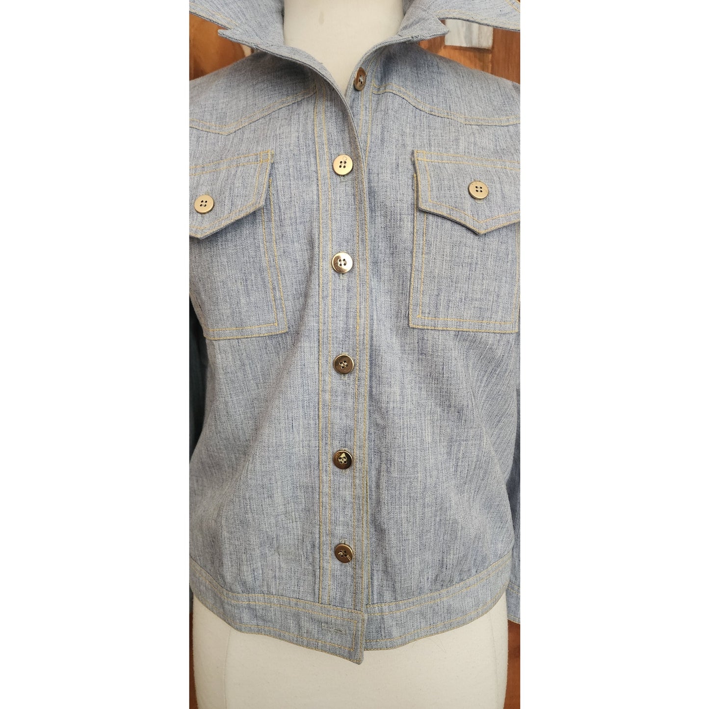 Vintage 70s S Howard Hirsh Jacket Blue Denim Shirt Country Western Cowgirl