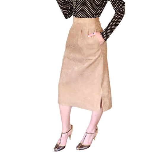 Vintage 70s Ultrasuede Skirt Beige A line