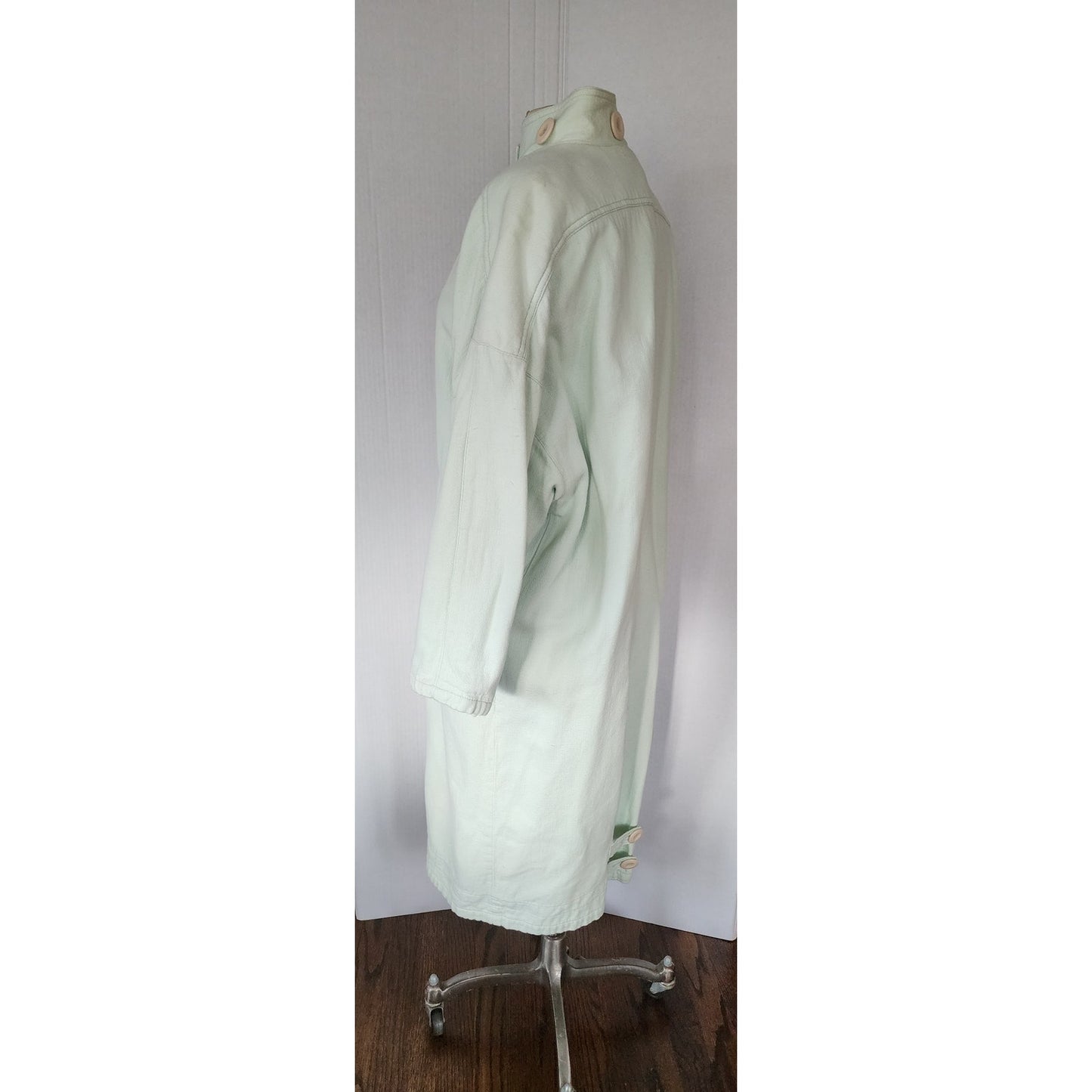 Vintage 80s Coat Pale Light Green Button Down by Triangle