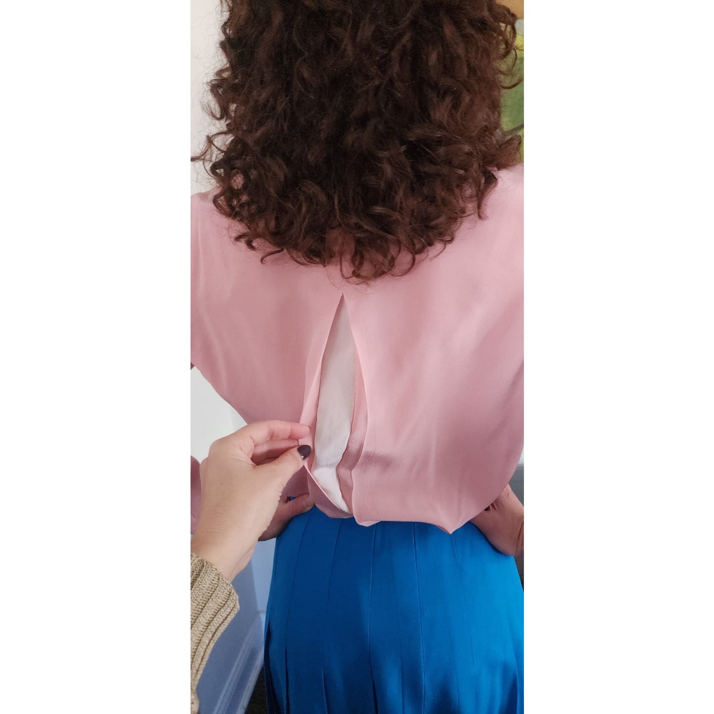 Vintage ESCADA Blouse Pink Silk Button Down Shirt / M