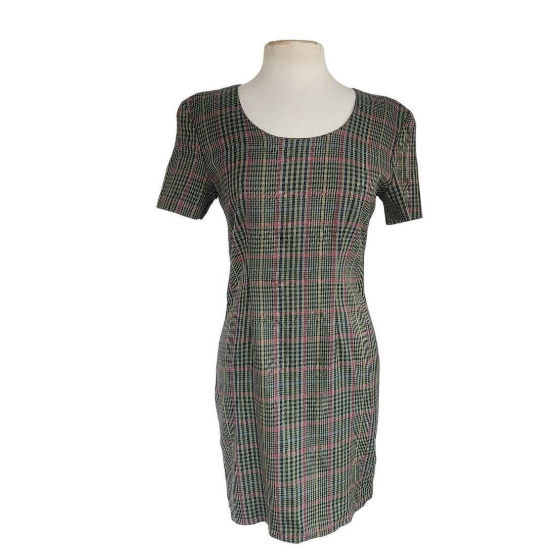 Vintage 90s Plaid Dress Olive Green by My Michelle / M