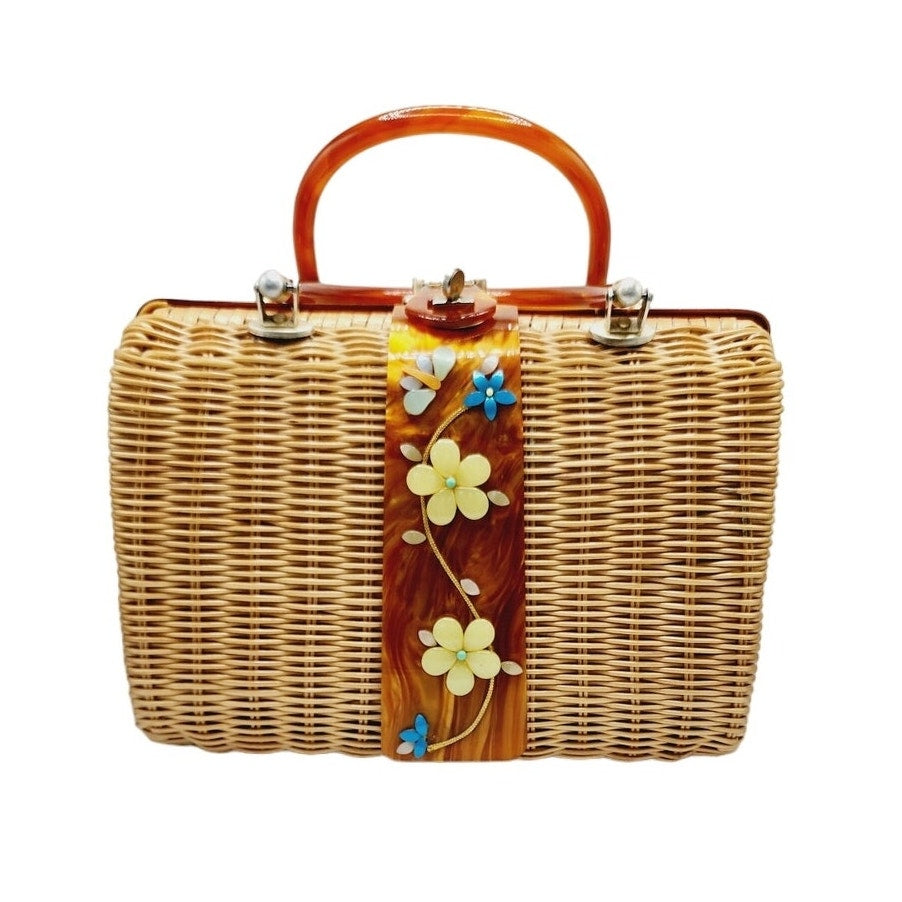 Vintage 60s Wicker Basket Purse Princess Charming Atlas