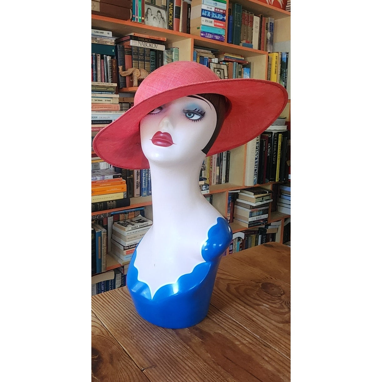 Vintage 90s Herbert Johnson Hat Pink Straw Wide Brim Floral Summer Sunhat