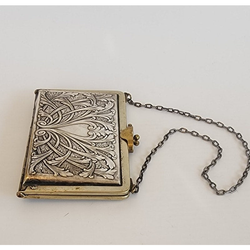 Victorian Silver Coin Purse Engraved Minaudiere Card Case