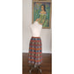 Vintage Folk Costume Apron Skirt Tapestry Weave Style Red Blue Patchwork