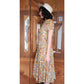Vintage 40s Floral Print Short Sleeve Button Front Cotton Midi Day Dress w/Pockets Circle Skirt