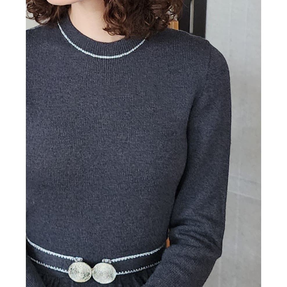 Vintage 70s Gray Sweater Dress w/Belt Don Sayres