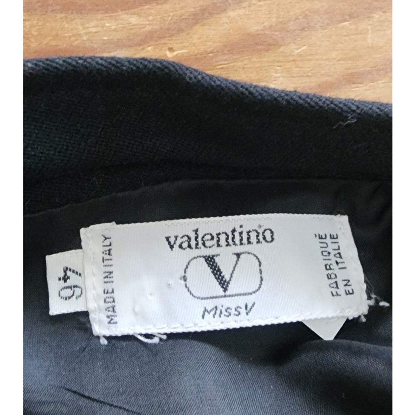 Vintage 1980s VALENTINO Pencil Skirt Black Wool Button Down Midi Medium