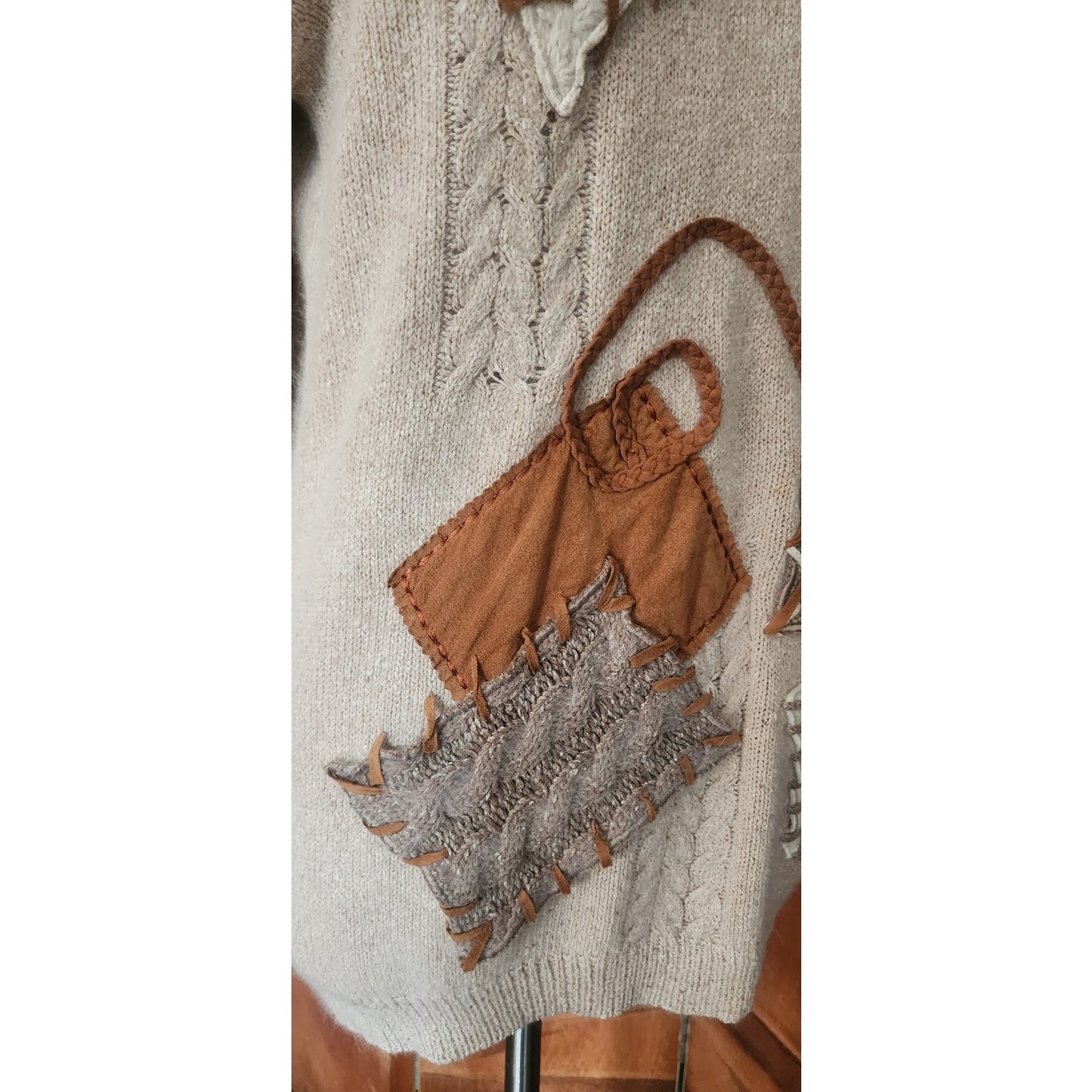 Vintage 1980s IB Diffusion Patchwork Sweater Angora Silk Blend
