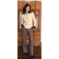 Vintage 1960s Mod Jacket Marshall Field Cream Wool Peplum Blazer Gold Buttons