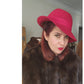 70s Raspberry Red Wool Hat Large Brim Betmar