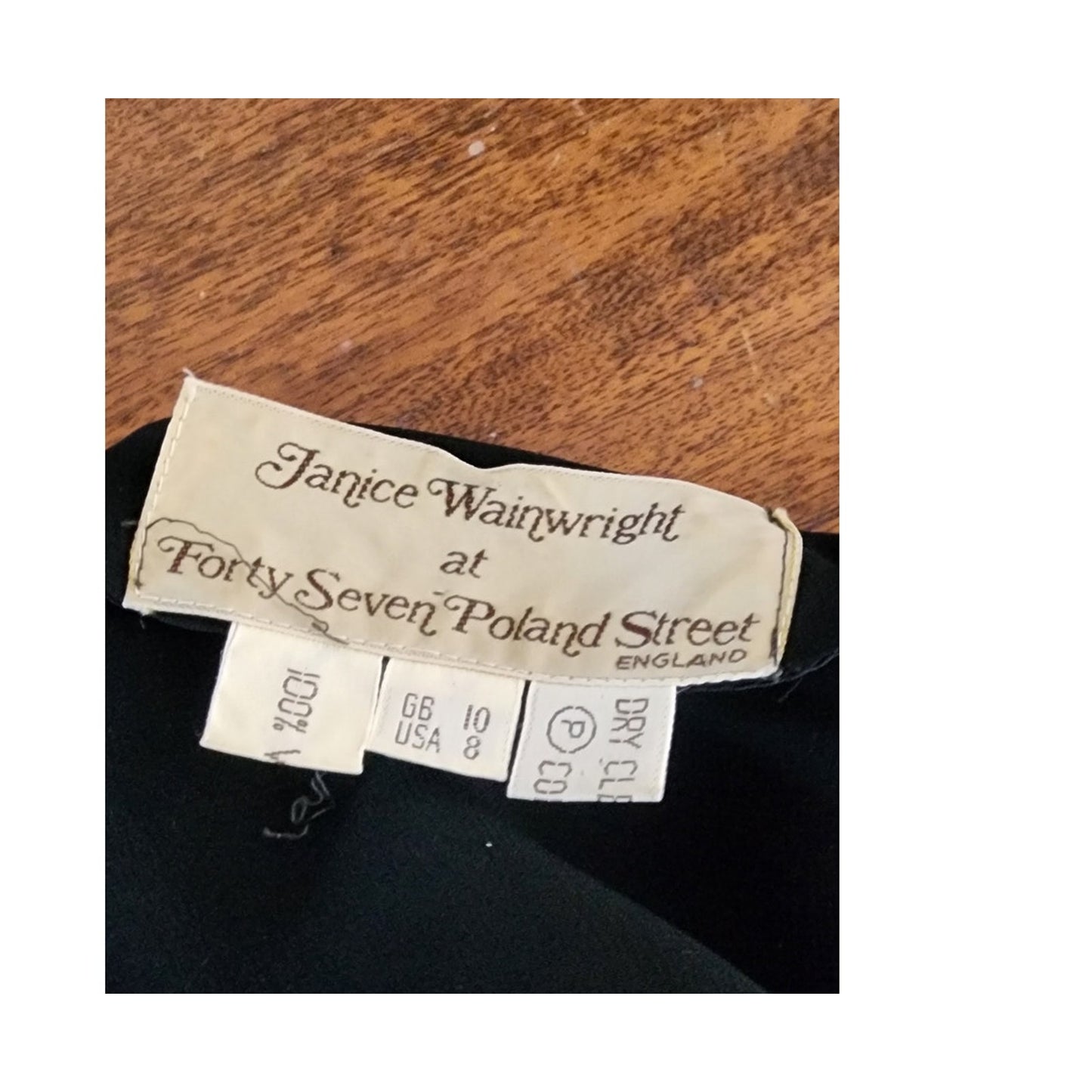 Vintage 1970s Janice Wainwright Dress Embroidered Black Maxi Butterfly Sleeves XS Tall
